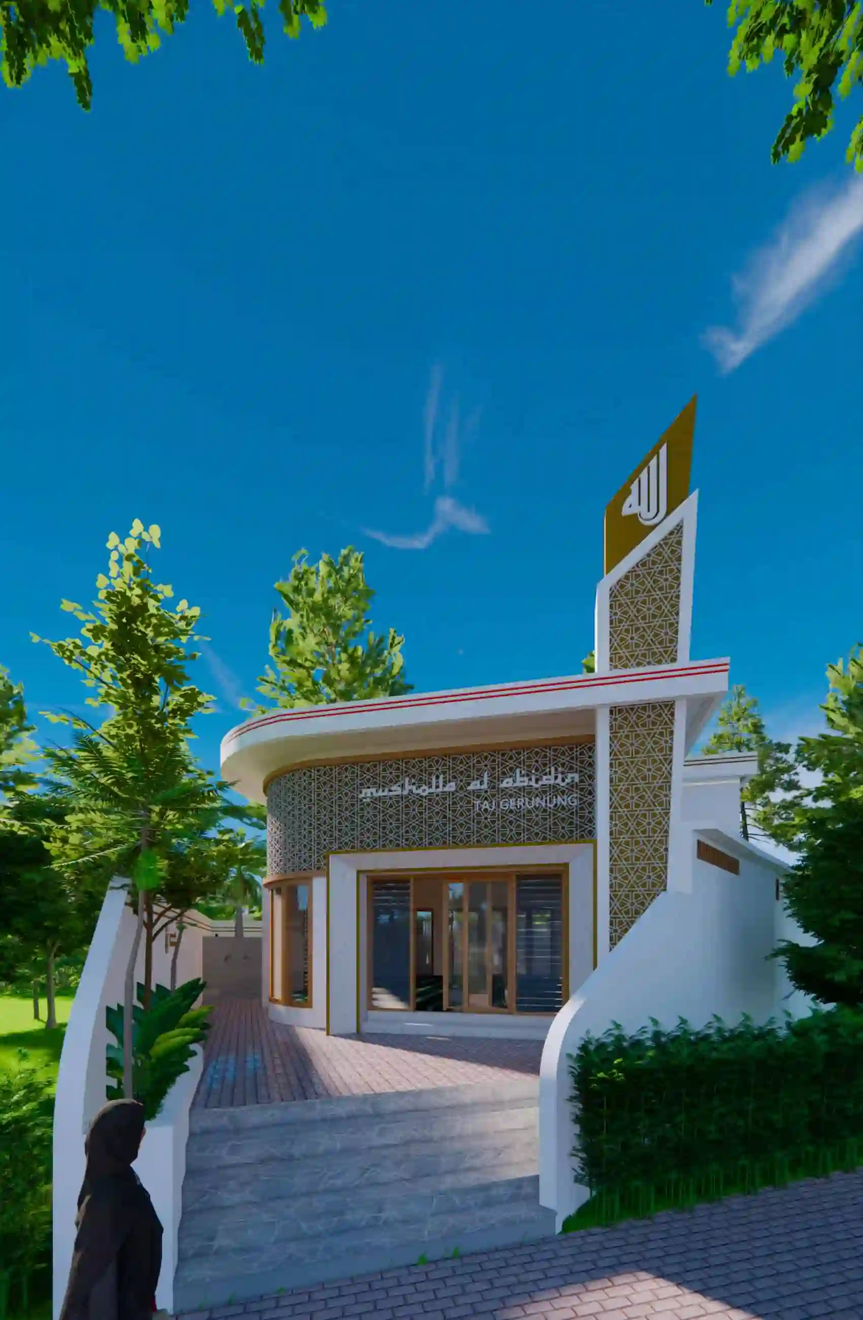 Interior musholla modern dengan sentuhan arsitektur Islam kontemporer